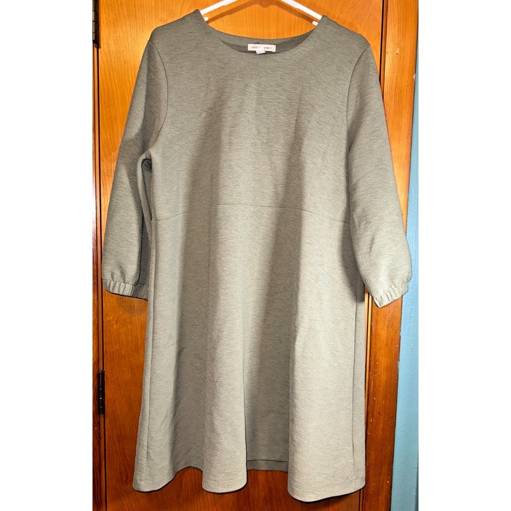 Free Assembly Womens‎ Sage Green Long Sleeve Textured Shift Dress Large